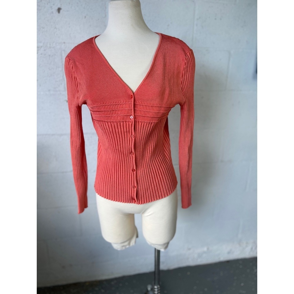 bellini coral ribbed knit button front cardigan sweater‎ women's XL